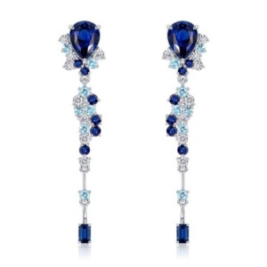 Italo Pear Cut Blue Sapphire Drop Earring For Women Bosphorus Vintage Earrings