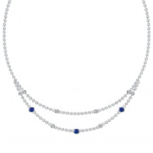 Italo Bezel Setting Blue & White Sapphire Layering necklaces For Women