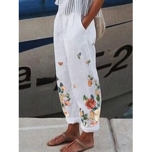 Women Floral Long Pants Casual Spring/Fall Trousers