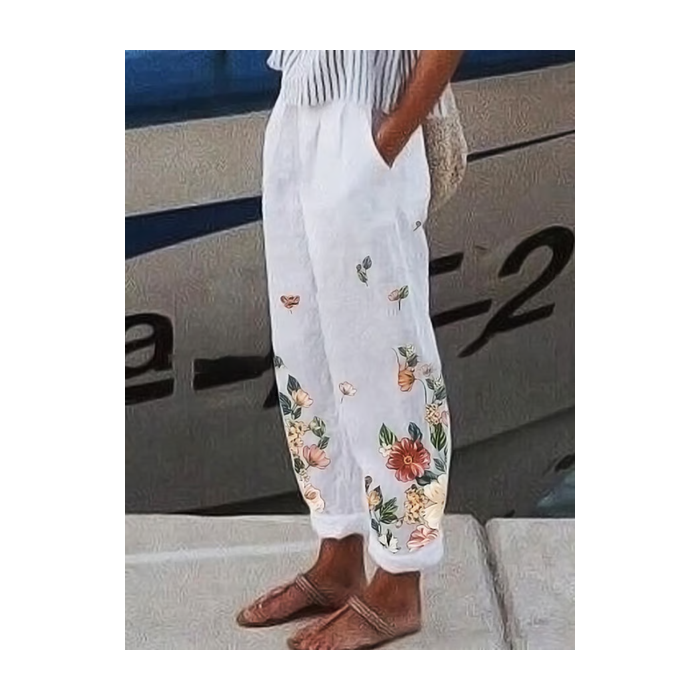 Women Floral Long Pants Casual Spring/Fall Trousers