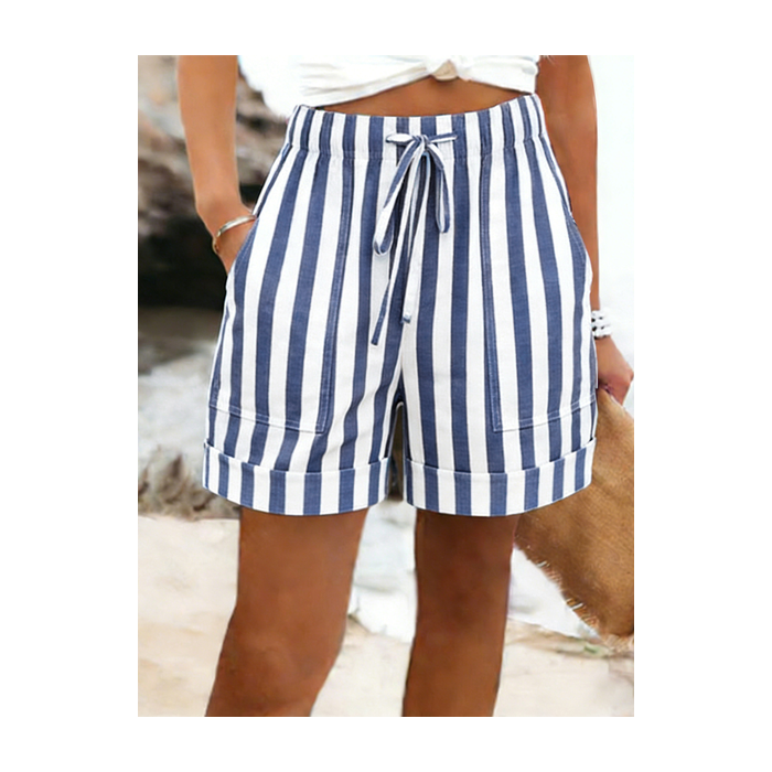 Women Striped Shorts Straight Pants Casual Summer Shorts
