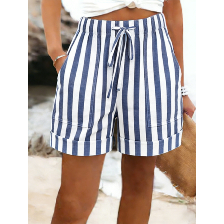 Women Striped Shorts Straight Pants Casual Summer Shorts