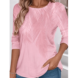 Women Abstract Long Sleeve Tee T-shirt Crew Neck Printing Casual Spring/Fall Top