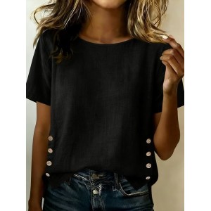 Women Plain Long Sleeve Tee T-shirt Crew Neck Vintage Spring/Fall Top