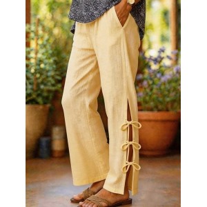 Women Plain Long Pants Vintage Spring/Fall Trousers