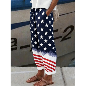 Women Striped Long Pants Vintage Spring/Fall Trousers