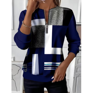 Women Abstract Crew Neck Printing Casual Spring/Fall Long Sleeve Sweatshirt