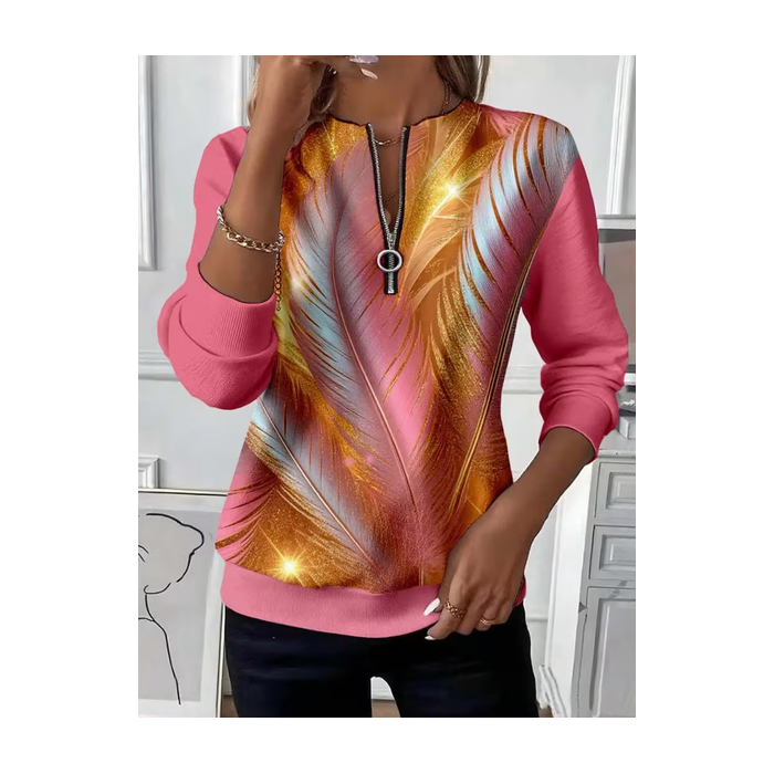 Women Abstract Crew Neck Printing Casual Spring/Fall Long Sleeve Sweatshirt