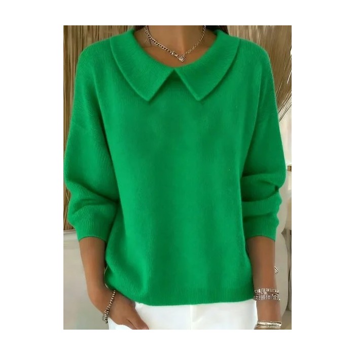 Women Plain Printing Spring/Fall Casual Long Sleeve Shawl Collar Sweatshirt