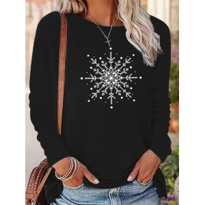 Women Christmas Long Sleeve Tee T-shirt Crew Neck Casual Spring/Fall Tunic Top