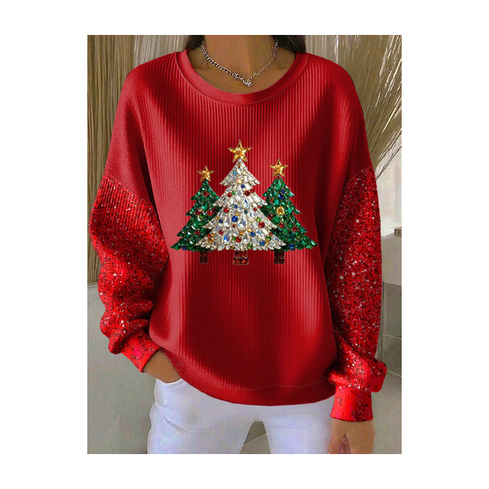 Women Christmas Crew Neck Printing Casual Spring/Fall Long Sleeve Sweatshirt