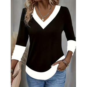 Women Christmas Long Sleeve Tee T-shirt V Neck Printing Casual Spring/Fall Graphic Tee Top
