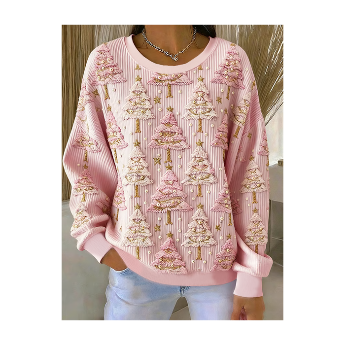 Women Christmas Crew Neck Printing Casual Spring/Fall Long Sleeve Sweatshirt