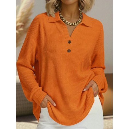 Women Plain Long Sleeve Tee T-shirt Stand Collar Jacquard Casual Spring/Fall Top