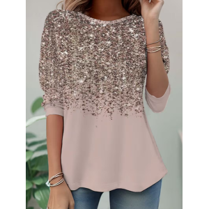 Women Abstract Long Sleeve Tee T-shirt Crew Neck Casual Spring/Fall Tunic Top