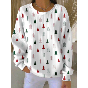 Women Christmas Crew Neck Printing Casual Spring/Fall Long Sleeve Sweatshirt