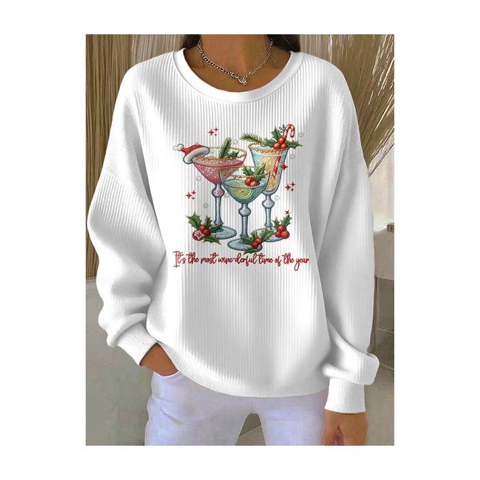 Women Christmas Crew Neck Printing Casual Spring/Fall Long Sleeve Sweatshirt