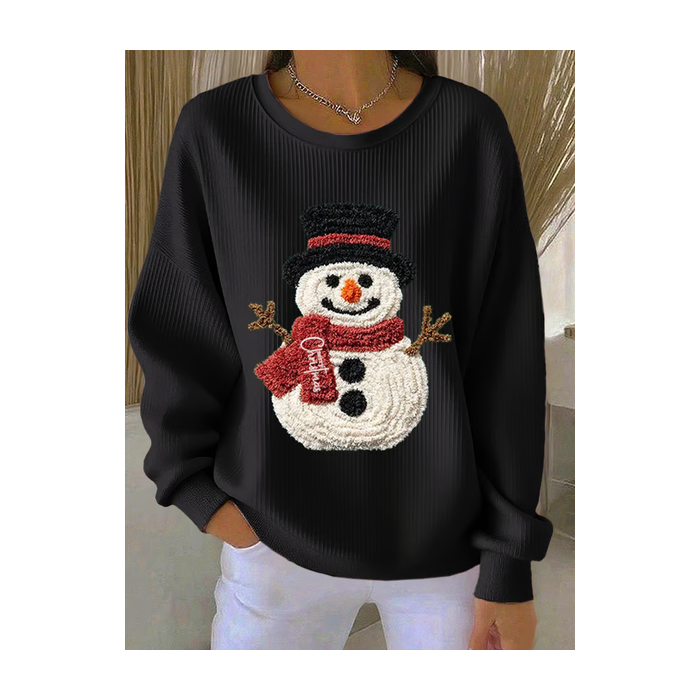 Women Christmas Snowman Crew Neck Printing Casual Spring/Fall Long Sleeve Sweatshirt