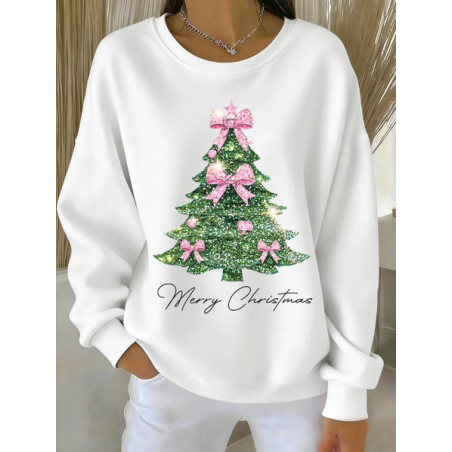 Women Christmas Crew Neck Printing Casual Spring/Fall Long Sleeve Sweatshirt