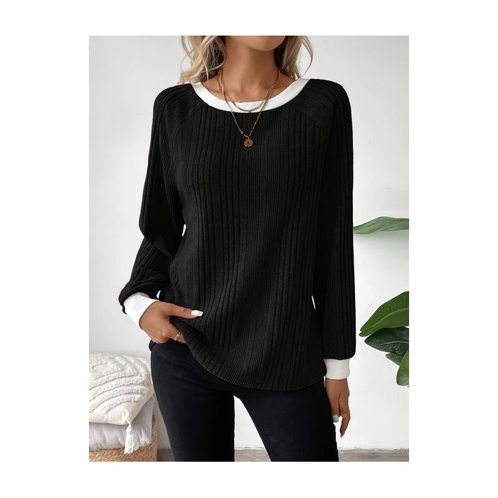 Women Plain Long Sleeve Tee T-shirt Crew Neck Casual Spring/Fall Top