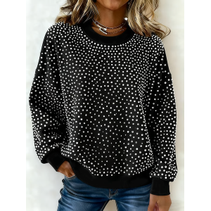 Women Abstract Polka Dots Crew Neck Printing Casual Spring/Fall Long Sleeve Sweatshirt