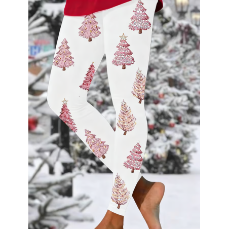 Women Christmas Casual All Season Printing Long Leggings