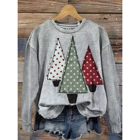 Women Christmas Crew Neck Printing Casual Spring/Fall Long Sleeve Sweatshirt