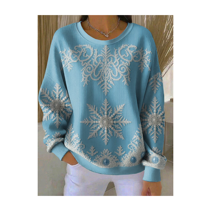 Women Christmas Crew Neck Printing Casual Spring/Fall Long Sleeve Sweatshirt