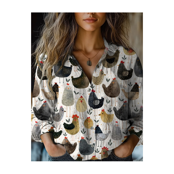 Women's Long Sleeve Shirt Spring/Fall Animal Shirt Collar Holiday Going Out Casual Top