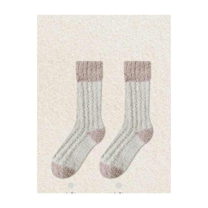 Coral Fleece Mid-calf Socks Autumn And Winter Women's Home Warm Fleece-lined Thick Plush Socks For Floors