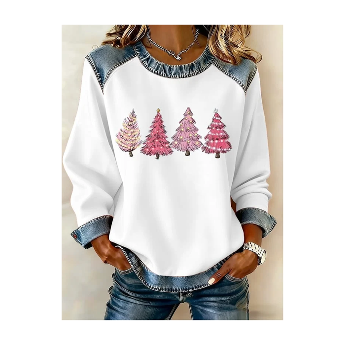 Women Christmas Crew Neck Printing Vintage Spring/Fall Long Sleeve Sweatshirt
