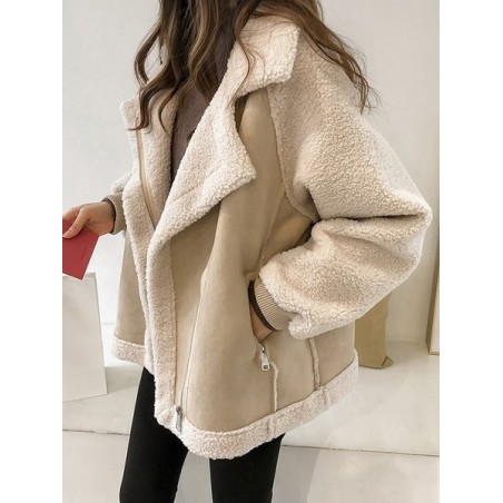 Women Spring/Fall Outerwear Vintage Split Joint Color Block Long Sleeve Shawl Collar Jacket