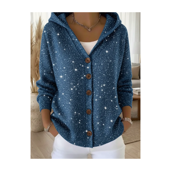 Women Christmas Printing Long Sleeve Hoodie Vintage Spring/Fall Cardigan Outerwear