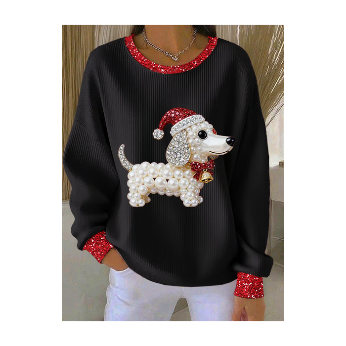 Women Christmas Crew Neck Printing Casual Spring/Fall Long Sleeve Sweatshirt