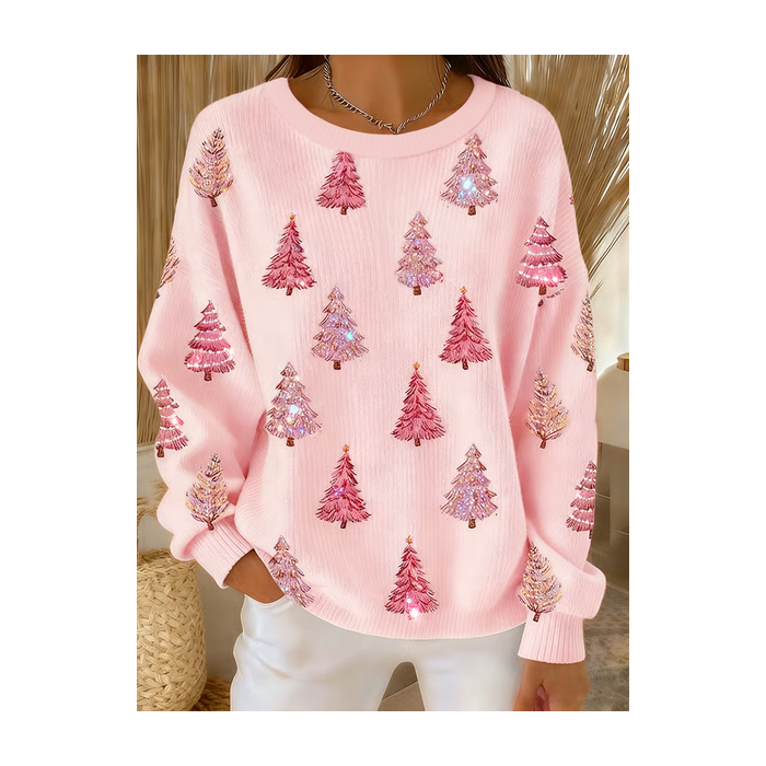 Women Christmas Crew Neck Printing Casual Spring/Fall Long Sleeve Sweatshirt