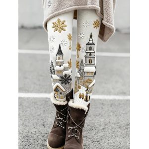 Women Christmas Casual All Season Printing Long Leggings