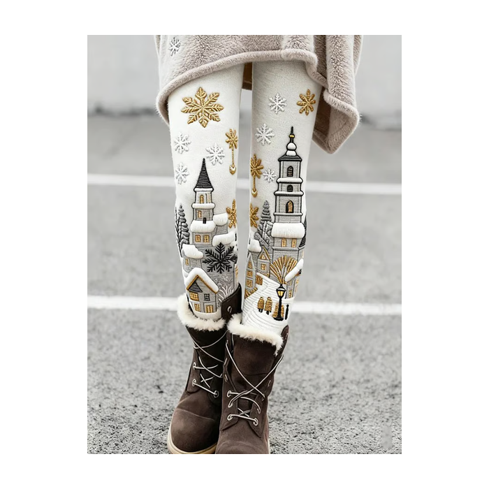 Women Christmas Casual All Season Printing Long Leggings