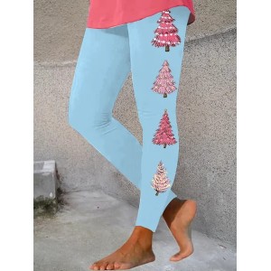 Women Christmas Casual All Season Printing Long Leggings