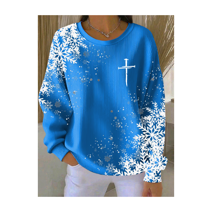 Women Christmas Crew Neck Printing Casual Spring/Fall Long Sleeve Sweatshirt