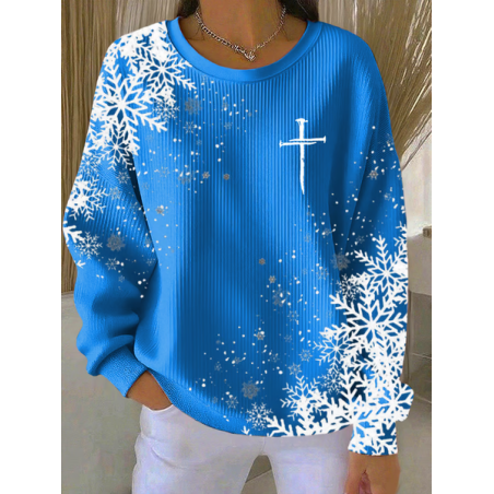 Women Christmas Crew Neck Printing Casual Spring/Fall Long Sleeve Sweatshirt