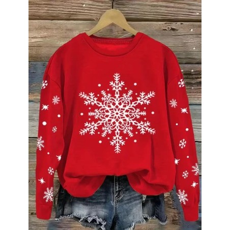 Women Christmas Crew Neck Printing Casual Spring/Fall Long Sleeve Sweatshirt