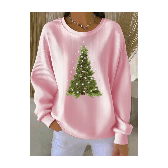 Women Christmas Crew Neck Printing Casual Spring/Fall Long Sleeve Sweatshirt
