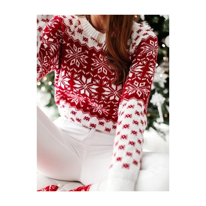 Women Christmas Jacquard Snowflake Winter Holiday Long Sleeve Ugly Sweater