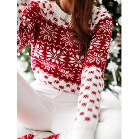 Women Christmas Jacquard Snowflake Winter Holiday Long Sleeve Ugly Sweater
