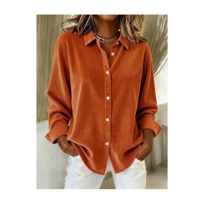 Women Plain Half Sleeve Shirt Summer Split Joint Shawl Collar Daily Casual Top