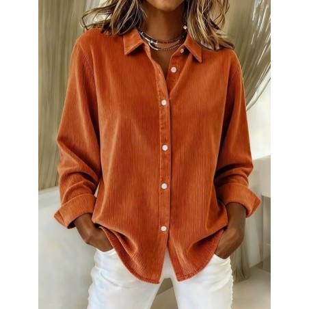 Women Plain Half Sleeve Shirt Summer Split Joint Shawl Collar Daily Casual Top