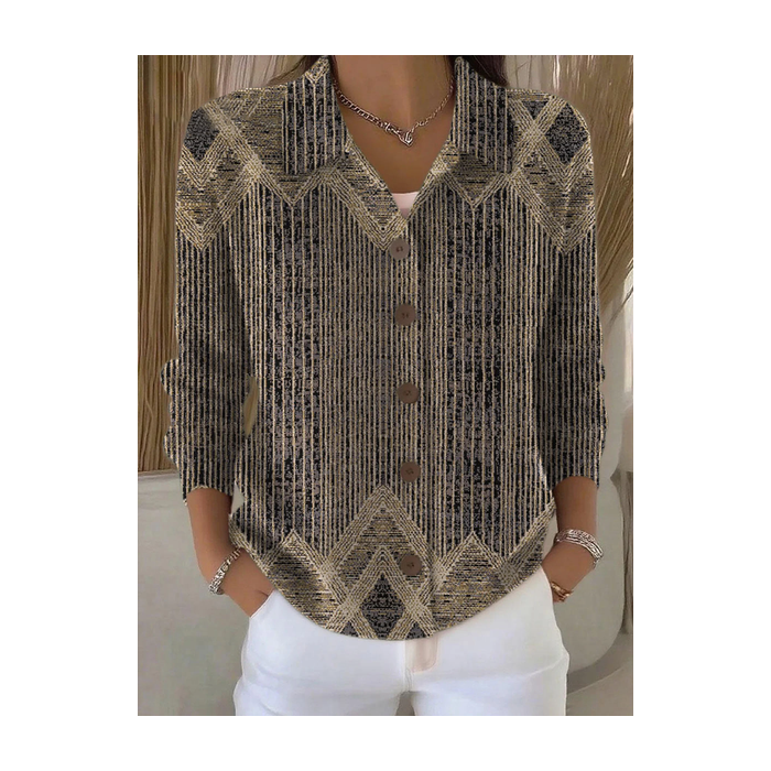 Women Abstract Printing Long Sleeve Shawl Collar Vintage Spring/Fall Cardigan Outerwear