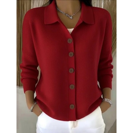 Women Plain Printing Long Sleeve Shawl Collar Vintage Spring/Fall Cardigan Outerwear