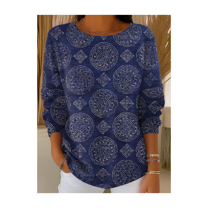 Women Abstract Printing Spring/Fall Casual Long Sleeve Crew Neck Sweater