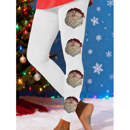 Women Santa Claus Casual All Season Printing Long Leggings